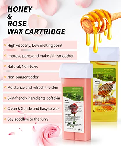 Roll On Wax, Waxing Kit For Women, Waxing Kit For Sensitive Skin, Rose & Honey Roll On Wax Kit For Larger Areas Of The Body, Roller Waxing Kit Hair Removal, At Home Waxing Kit For Women And Men #TOP1