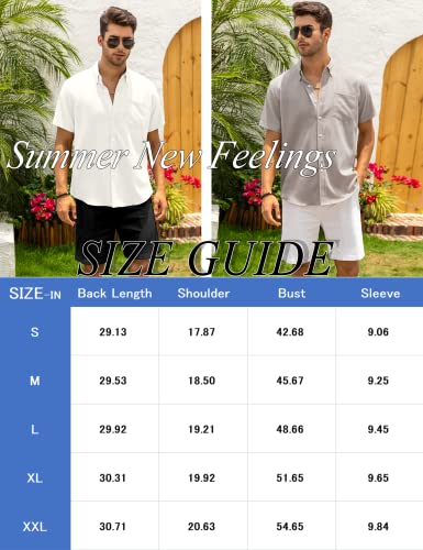 Astoseu Mens Linen Shirts Short Sleeve Regular Fit Classic Beach Summer Casual Button Down Shirts White Xl #TOP2