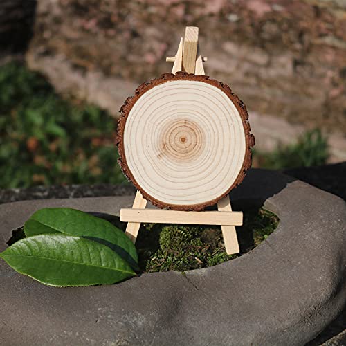 Senmut Wood Slices 10 Pcs 4.3-4.7 Inch Unfinished Wood Rounds Christmas Wood Ornaments For Crafts Wood Kit Wooden Circles Without Hole Wood Coasters Natural Wooden Slices Craft Supplies For Painting #TOP6