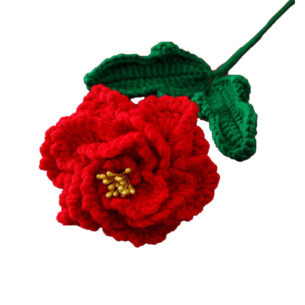 ハンドメイド 毛糸の赤い花 アレンジメント Amazon｜wybcfp ハンドメイド かぎ針編み 牡丹の花 毛糸 牡丹の花束 茎