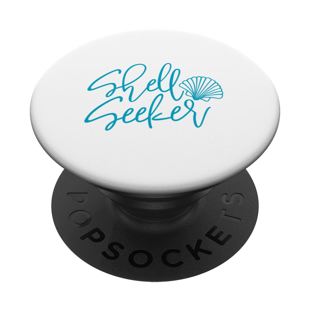 Shell Seeker Beach Funny Summer Quote Graphic PopSockets Swappable PopGrip, Black
