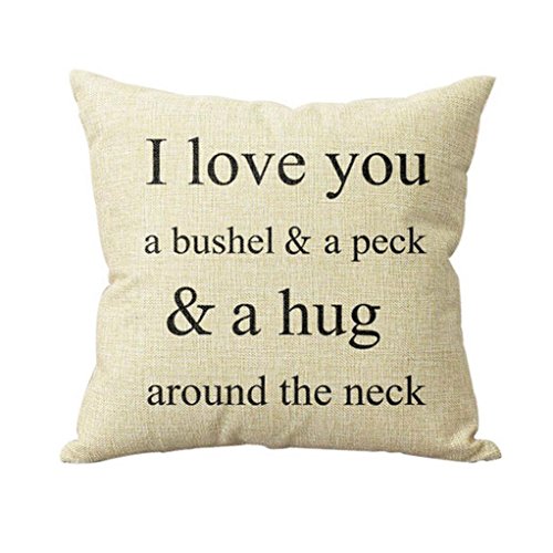 Home Decor Pillow, GillberryVintage Cotton Linen Pillow Case Sofa Waist Throw Cushion Cover Home Decor (I Love You)