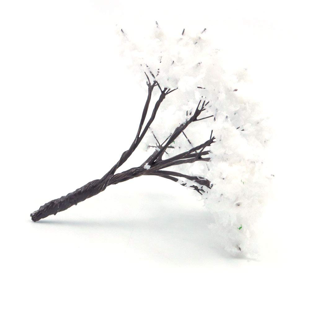 ANCLLO 25pcs Model Trees Model Trains Scenery 6.5cm Mini Snow Decorated Model Trees for Landscape Architecture Scenery Sand Table Model, Train Model, Scene Layout, Outdoor Landscape White