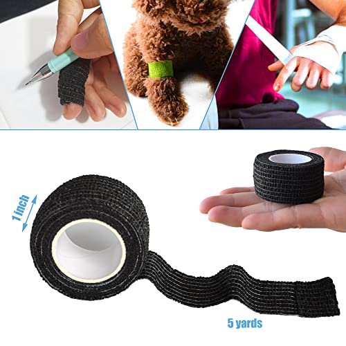 Gondiane 9 Pack 1" x 5 Yards Self Adhesive Bandage Wrap Self Stick Wrap for Ankle, Wrist, Finger, Sports, Breathable Cohesive Vet Tape for Pets (Black) - Image 3