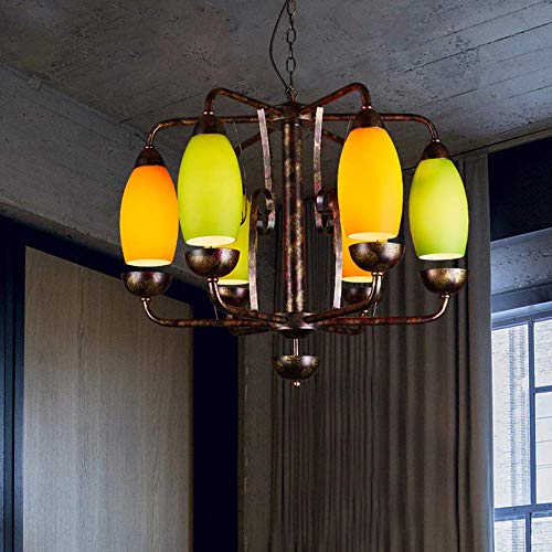 Suspension rétro métal à 6 verres décoratifs pour éclairage optimal