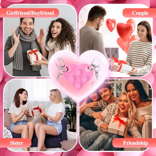 Image of Personalized Brick Matching Heart Keychains, Initial Cute Keychains for Couple Boyfriend Girlfriend