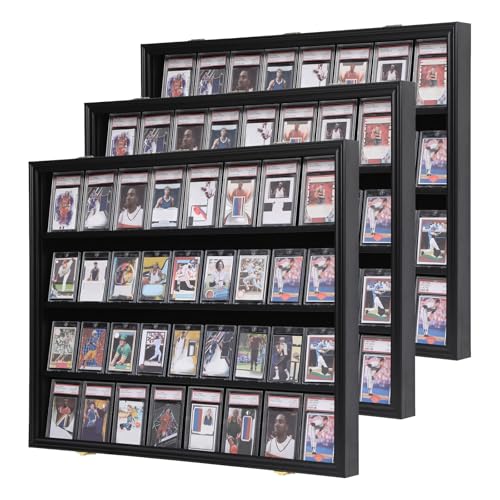 Image of KCRasan 3 Pack 36 Graded Sports Card Display Frame -Baseball Card Display Case Lockable - Trading Card Collector Wall Display Holder for Basketball Football Cards, UV Protection Acrylic