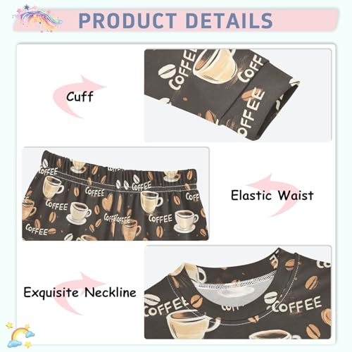 ALAZA Coffee Bean Love 2 Piece Pajama Set Long Sleeve Top and Pants Sleepwear Unisex4