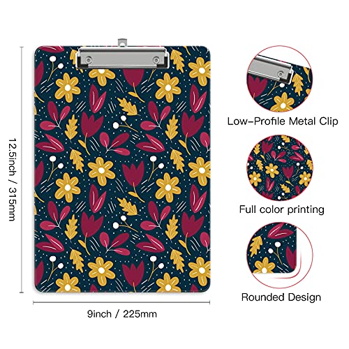 Image of Plastic A4 Clipboards, Clip Board Stardard Letter Size 9 x 12.5 in | Office Decorative for Students Women Men and Kids,Wildflowers