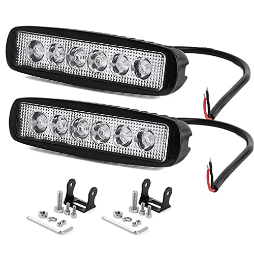 JRUKM 2x 18W LED Arbeitsscheinwerfer Offroad Zusatzscheinwerfer Flutlich 12V 24V Zusatzscheinwerfer 6000K 1600LM Scheinwerfer IP67 für Trecker Bagger SUV, UTV, ATV