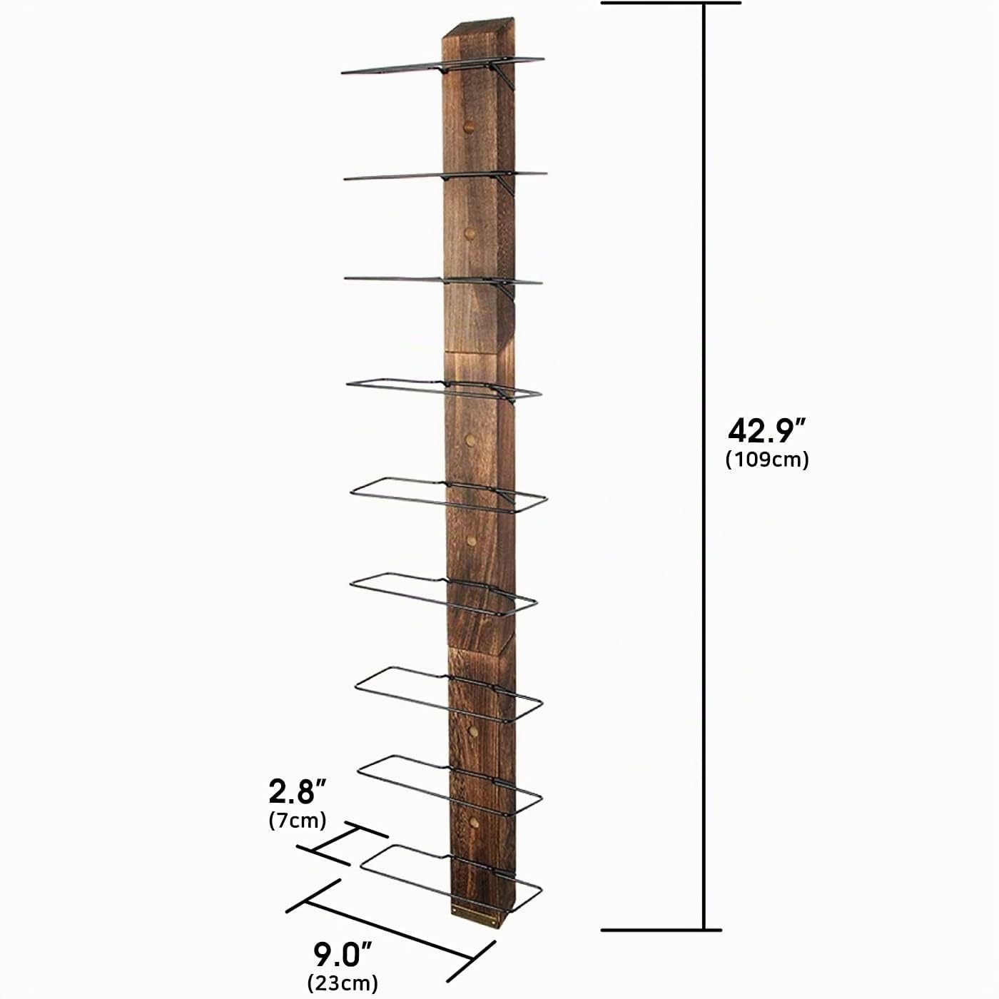 J JACKCUBE DESIGN Portabottiglie da parete per 9 bottiglie, elegante e semplice, in legno rustico, per la cucina e la casa, MK699A
