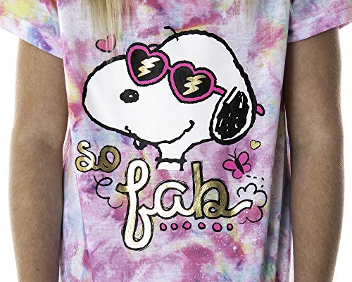 Intimo Peanuts Girls' Snoopy Pajamas So Fab Tie Dye Shirt And Shorts 2 Piece Pajama Set2