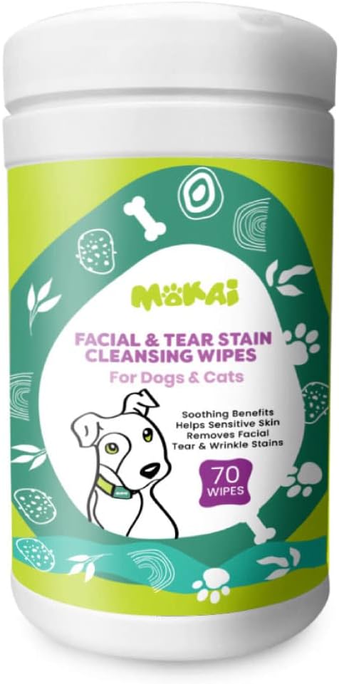 Face and Eye Wipes for Dogs and Cats | Soft Fragrance-Free Formula Dog Face Wipes and Dog Eye Wipes Great for Cleansing Wrinkles Removing Saliva Stains and As Dog Eye Stain Remover (60 Wipes)