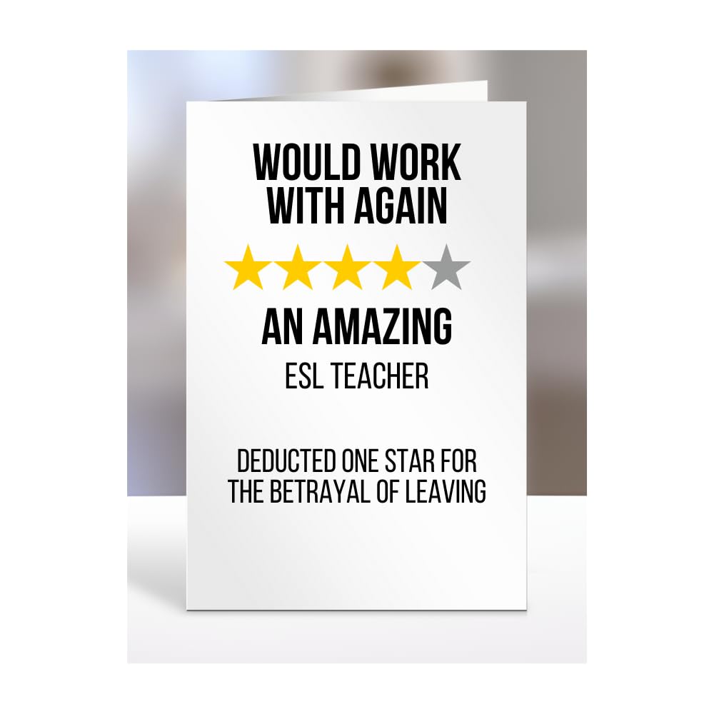 Would Work with Again, Funny Leaving Card for ESL Teacher, Farewell, Great Gift for Colleagues, Boss, Manager, Goodbye, Christmas, Joke, Silly, Gag, A5-223a_284 — image 1