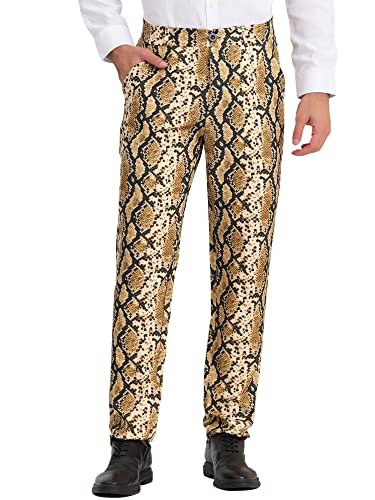 Lars Amadeus Men's Animal Printed Pants Flat Front Party Prom Dress Pants