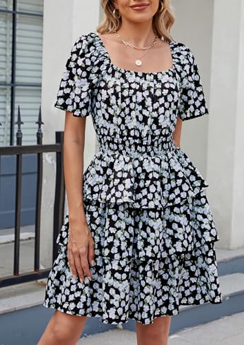 Image of PRETTYGARDEN Women's Summer Floral Ruffle Short Dress