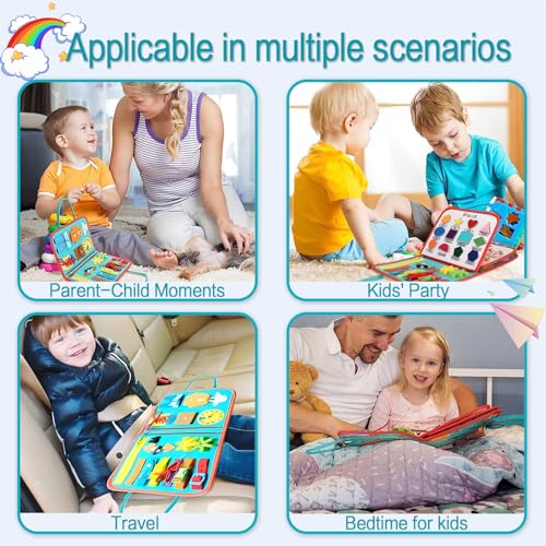 Image of Montessori Busy Board Sensory Toddler Activity Book (Green) | Toddla Learning Quiet Book for Boys & Girls Ages 1-3, Ideal Birthday & Christmas Gift for 1+ Year Old