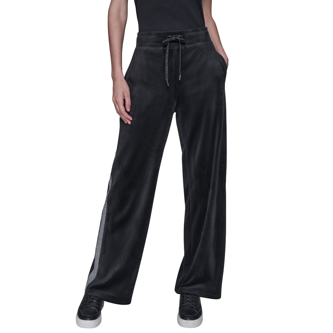 Karl Lagerfeld Womens Straight Leg Athleisure Velour Jogger