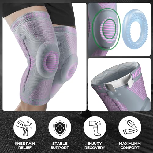 Image of NEENCA Professional Knee Brace for Women, Compression Knee Sleeve with Patella Gel Pad & Side Stabilizers, Knee Support Bandage for Pain Relief, Running, Workout, Arthritis, ACL, Joint Injury Recovery