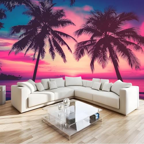 Papier peint photo mural 3D coucher de soleil violet panoramique