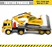 TOYTHRILL Tow Truck with Excavator - Construction Lights & Sounds, Flatbed Semi for Boys 2+