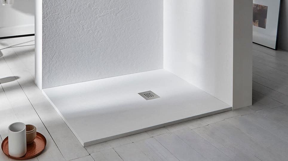 Plato de ducha 120 x 80 cm de resina Aura - Blanco