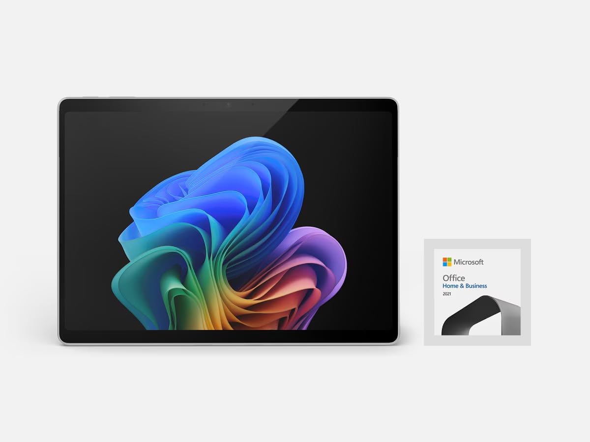 Microsoft Surface Pro (11th Generation) / Office Home and Business 2021 Microsoft 365 Basic (1 Year Free Version) / 13" / 5G Support / Snapdragon® X Elite / 16GB / 512GB / Platinum / OLED / ZEN-00011