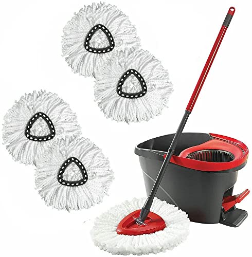 JINYI 4Pack Spin Mop Heads Replacements,Easy Cleaning Microfiber Mop Refills,100% Microfiber EasyWring Mop Head Refill,360 Degree Spin Mop Replacement Heads for All Hard Surfaced Floors