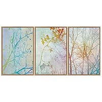 SIGNWIN 3 Piece Framed Canvas Wall Art Colorful Leaves Canvas Prints Home Artwork Decoration for Living Room,Bedroom - 16