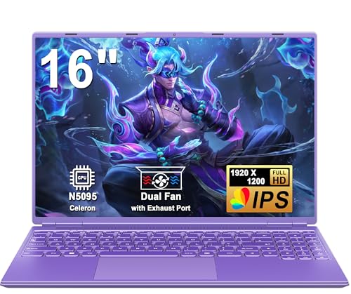 Ordinateur Portable NOTODD 16 Pouces - Processeur Celeron N5095, 12Go RAM, 512Go SSD, Windows 11 - Clavier AZERTY