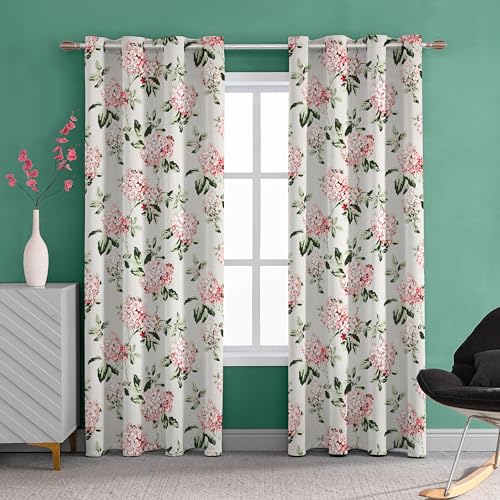 Image of THE LINEN COMPANY Printed Curtains 6.5 Feet Long, Floral Design Window Curtains for Home, 6.5ft Set of 2, Flower Heaven Green