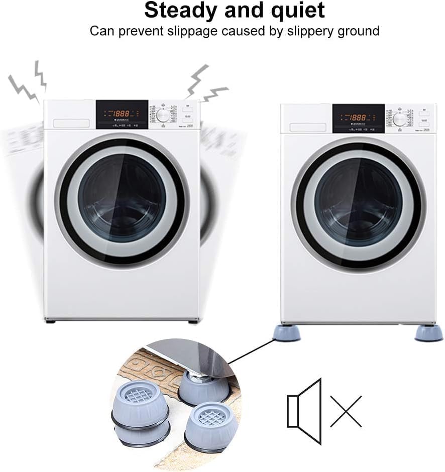 Image of Vruta Anti Vibration Pads for Washing Machine - Shock Absorber Noise Cancelling Feet Pads - Heightening Round Support (Pack of 4) (4, Round Pads (Pack of 4))
