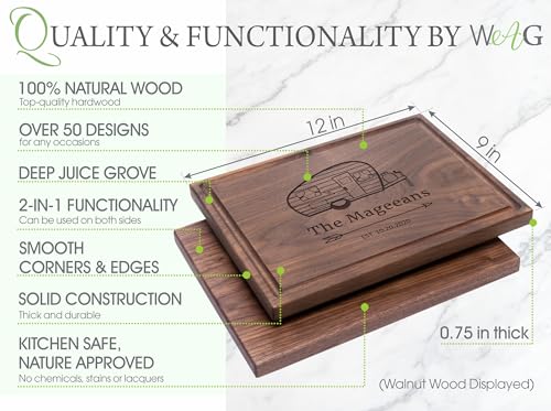 Tabla de cortar rectangular de madera nogal personalizada miniatura 3