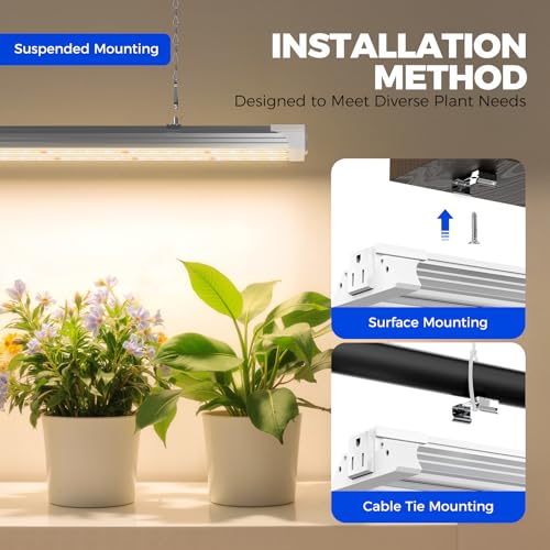 Image of Barrina TX72 4FT Grow Lights for Seed Starting, 72W(500W Equivalent), High PPFD, Full Spectrum with 660nm Red LEDs, Linkable, Hanging Grow Lights for Indoor Plants with On /Off Switch, Veg, 1 Pack