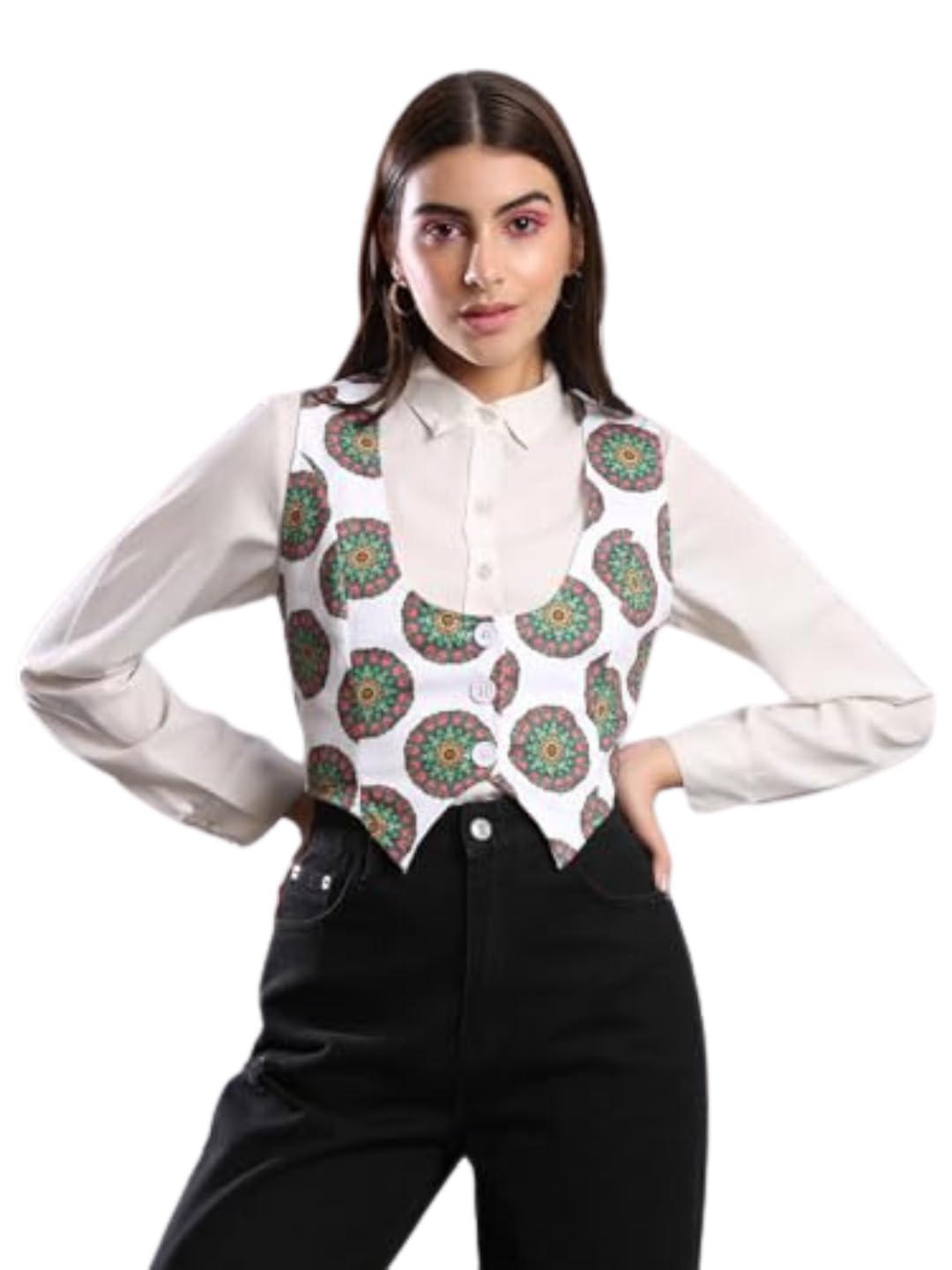 tandul Women's Women Coat - Multicolor Polyester Full Sleeve Women Coat Single Breasted Printed Women Coat (7295)-picture-30
