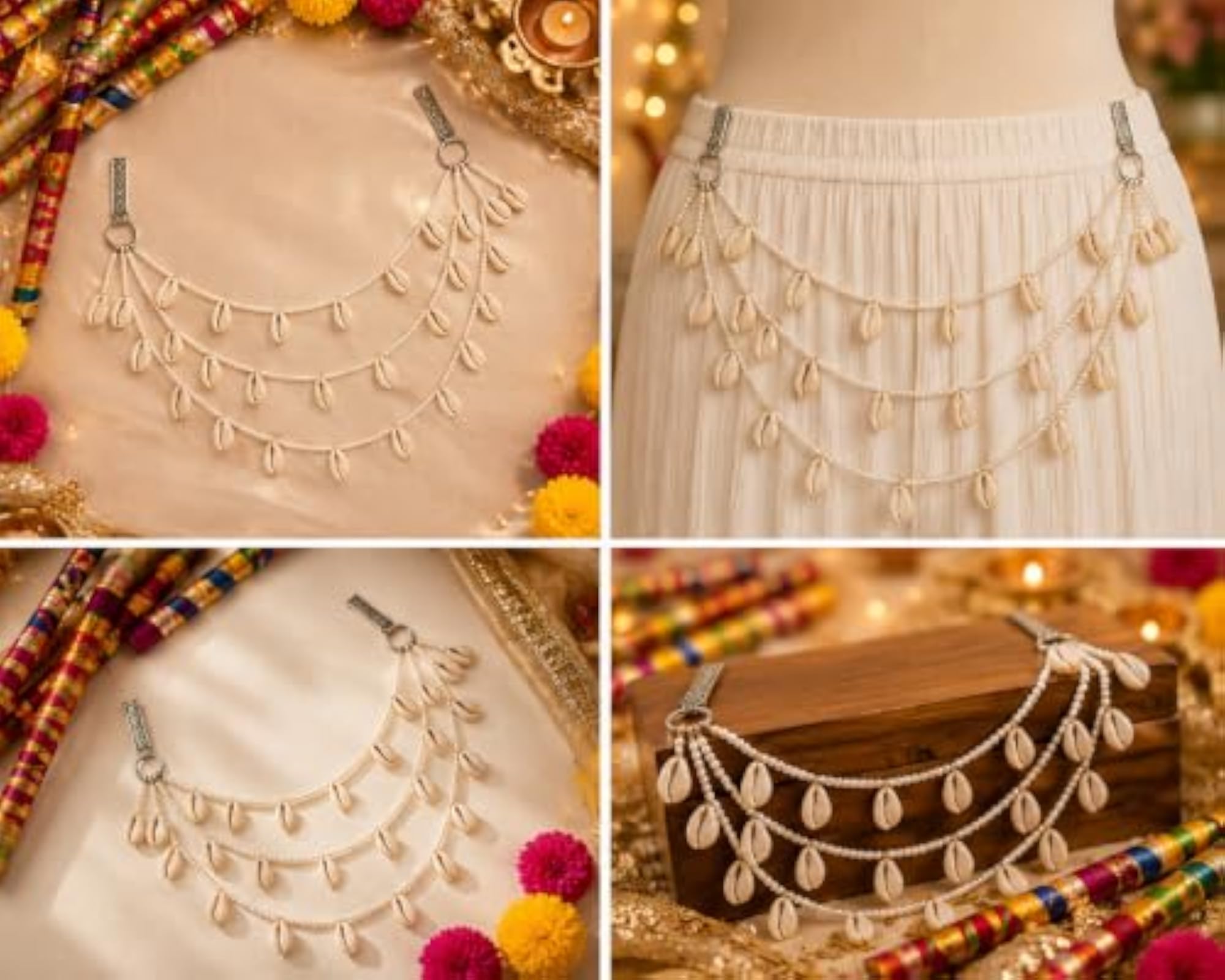 Cowrie Shell Pearl Layered Kamarbandh for Women