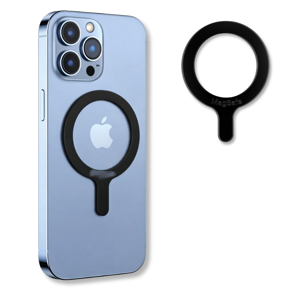 Crysendo Mag-Safe Ring for I-Phone & Sam-Sung Galaxy Smartphones | Strong Magnet Universal Mag-Safe Ring Sticker | Supports Mag-Safe Accessories, Mag-Safe Charging (Black)-image-16