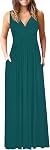 WNEEDU Womens Summer Dress Off The Shoulder Flowy Maxi Dress with Pockets
