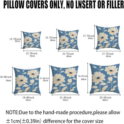 Housse coussin 60x60 vintage bleu en velours chic avec zip invisible