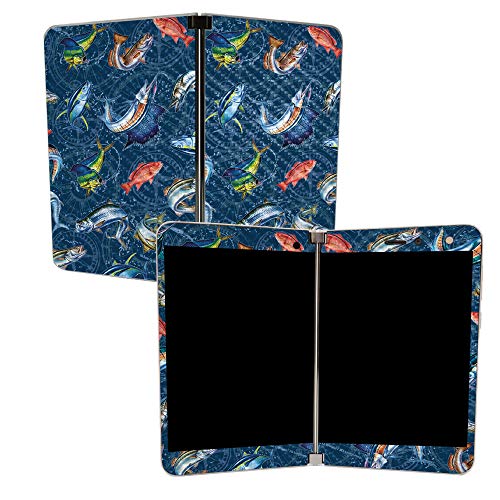 Image of MightySkins Carbon Fiber Skin for Microsoft Surface Duo - Saltwater Compass | Protective, Durable Textured Carbon Fiber Finish | Easy to Apply | Made in The USA