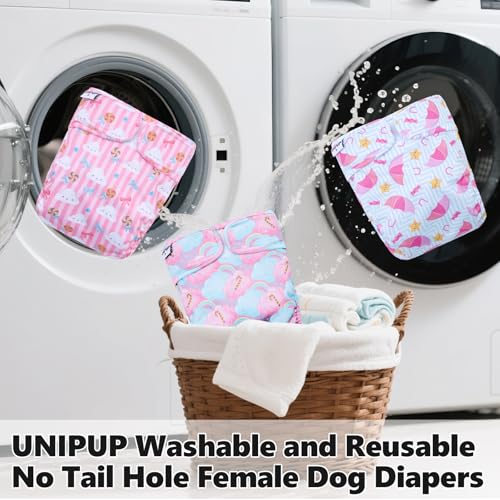 Image of Female Dog Diapers Reusable No Tail Hole Period Panties Washable 3 Pack Diapers Female for Docked-Tail Frenchie French Bulldog Boston Terrier Without Tail U-WWD07L
