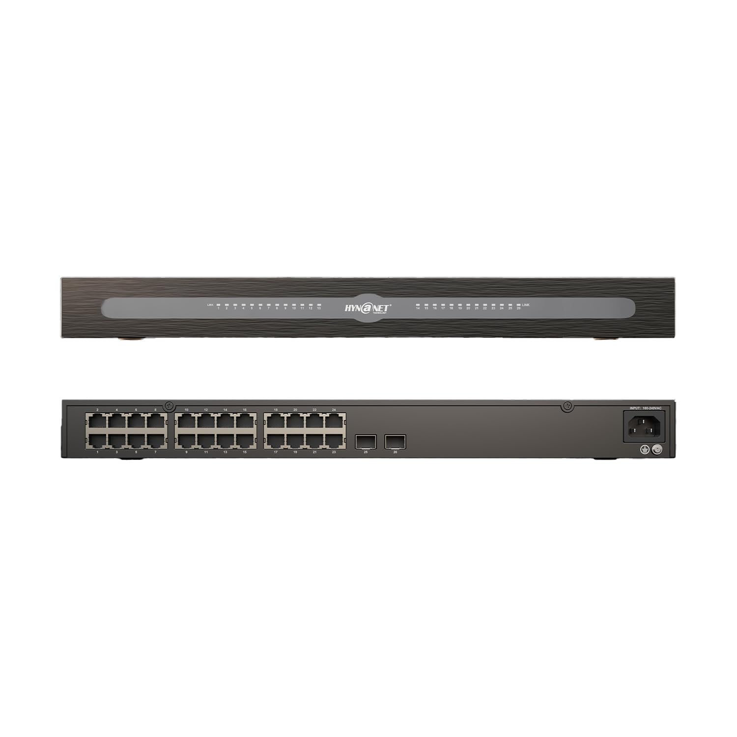 24 Port Gigabit Unmanaged Ethernet Network Switch with 2 x Gigabit SFP+ Slots, 10/100/1000Mbps Ethernet Splitter for Office, Home,19 Inch Metal Case Design