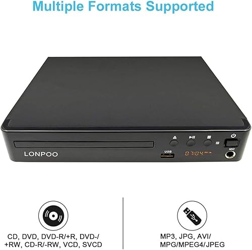 Miniatura 4 de LP-099 Multi Región Código Zona Libre PALNTSC Reproductor de DVD HD Reproductor de CD con salida HDMI AV y control remoto y entrada USB y entrada