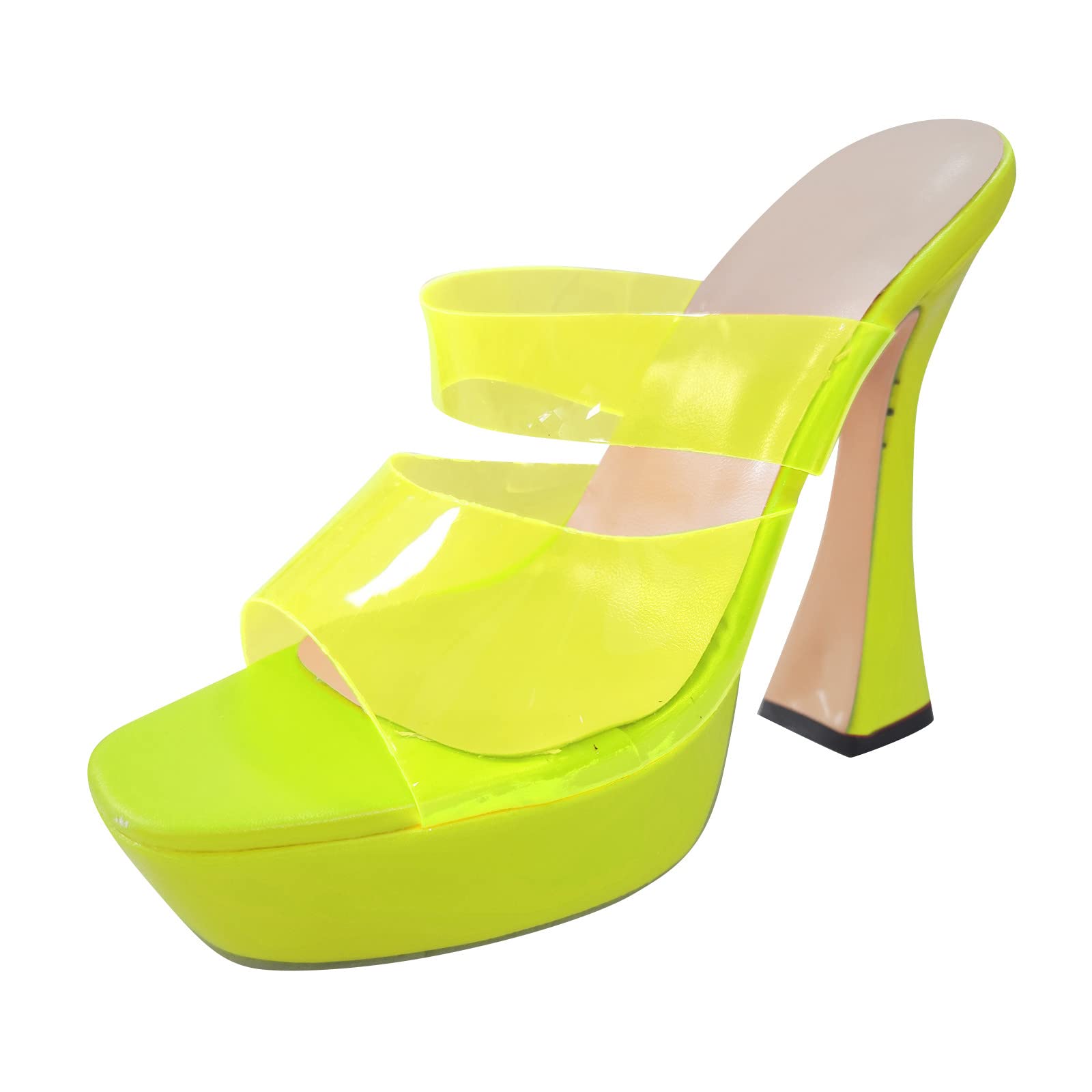 Momolaa Ciabatte Mare Zeppa Sandali con plateau da donna con tacco Sandali con tacco con cinturino trasparente Sandali con tacco rialzato Sandali alla moda con Sandali Estivi Gioiello