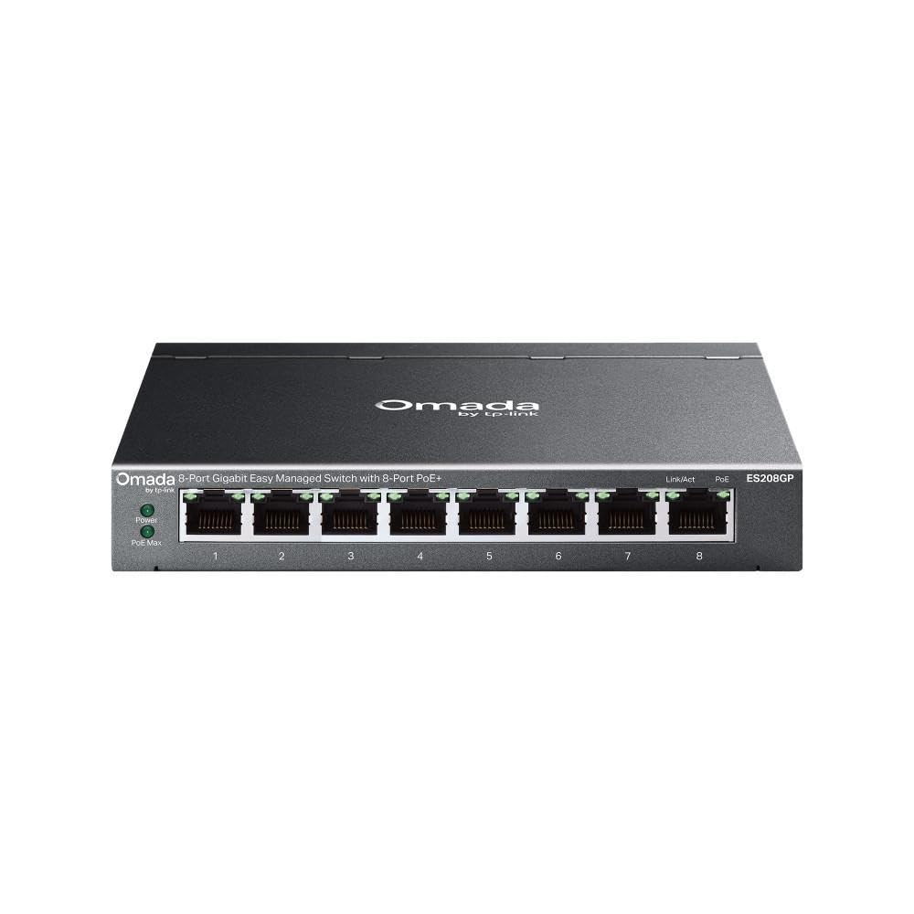 TP-Link Omada Es208gp Switch Di Rete Gestito L2 Gigabit Ethernet [10/100/1000] Supporto Power Over Ethernet [poe] Din Rail Nero (8-Port Gigabit Easy