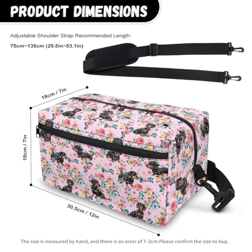 Image of Drnuikhe Rose Puppy Yarn Bag Crochet Storage Bag with Shoulder Straps Yarn Skein, Knitting Needles, Crochet Supplies & DIY Project Traveling Crochet Bags and Totes for Carrying Crochet Kit