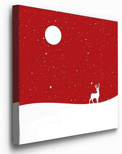 Miniatura 2 de Renditions Gallery Noche estrellada (1) arte de pared, decoraciones de Navidad e invierno, decoración de reno blanco y rojo, decoración en lienzo de