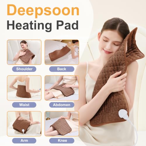 Image of Heating Pad,Electric Heating Pads,Heating Pad for Back,Brown,24x12 Inch