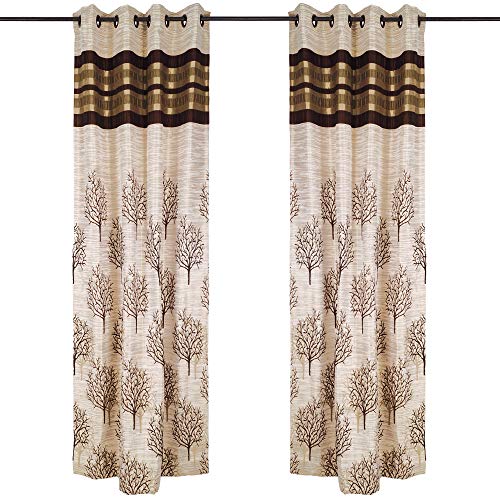 Image of Story@Home Eyelet Fancy Jacquard 4 Piece Window Ringtop Curtain Set- 46 inch X 60 inch, 5 feet, Black