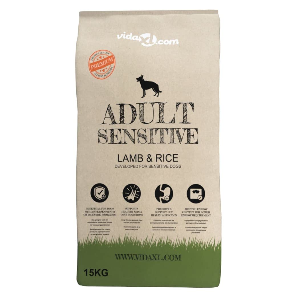 vidaXL 2x15kg Sacos de Comida Seca para Perros Lamb&Rice 30kg Pienso Mascotas